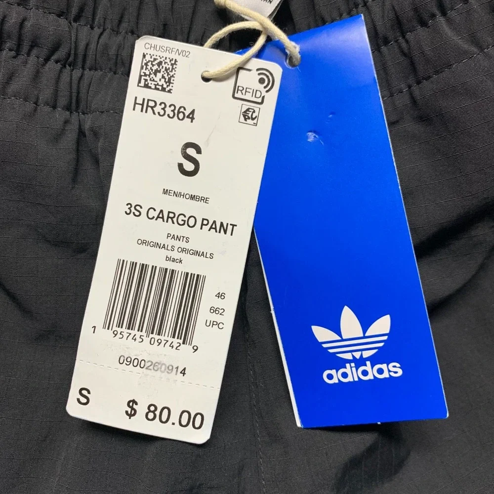 NWT Adidas Adicolor Men's S Originals 3 Stripe Cargo Pants Black HR3364 MSRP $80